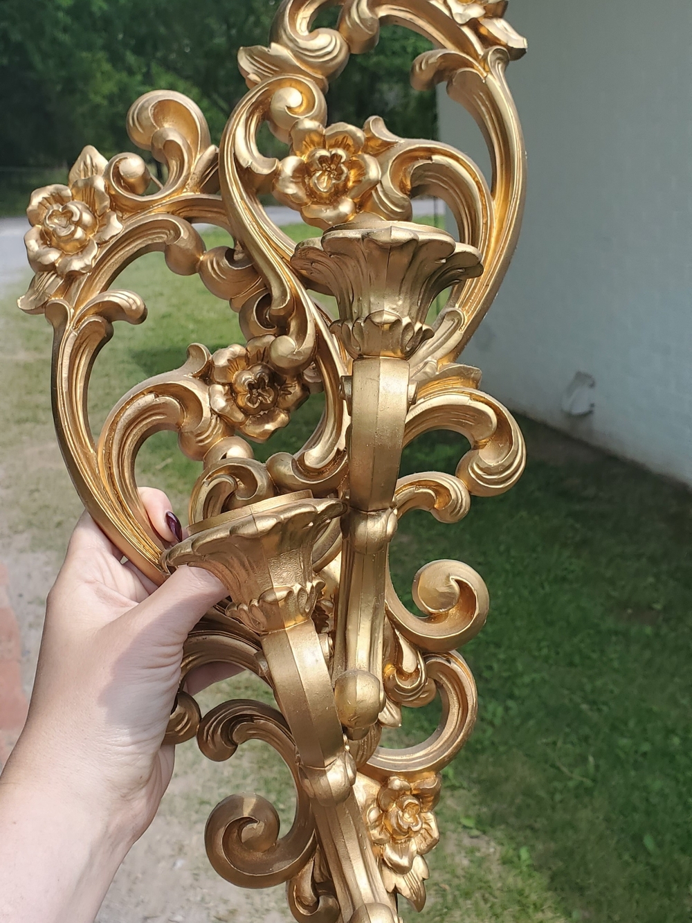 Homco Gold Ornate Wall Hooks Pair - Baroque Floral Design